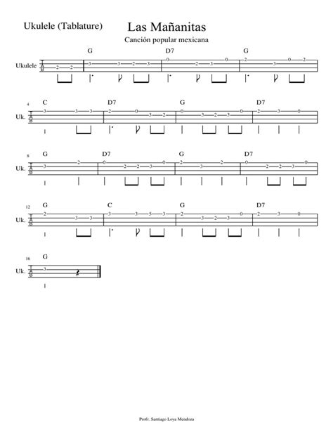 Las Mananitas Ukulele Tablature Pdf Entretenimiento General