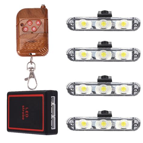 Buy Olmeo Led 4x3 Drl Light With Remote For Car Front Grille Dc 12v