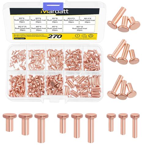 Amazon Mardatt Pcs Flat Head Copper Solid Rivets Kit M M