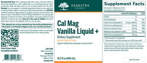 Genestra Cal Mag Vanilla Liquid 450 Ml — Pine Street Clinic