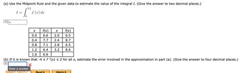 Solved (a) Use the Midpoint Rule and the given data to | Chegg.com 