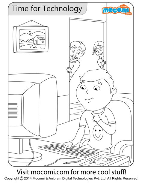 Time For Technology Colouring Page Colouring Pages For Kids Mocomi