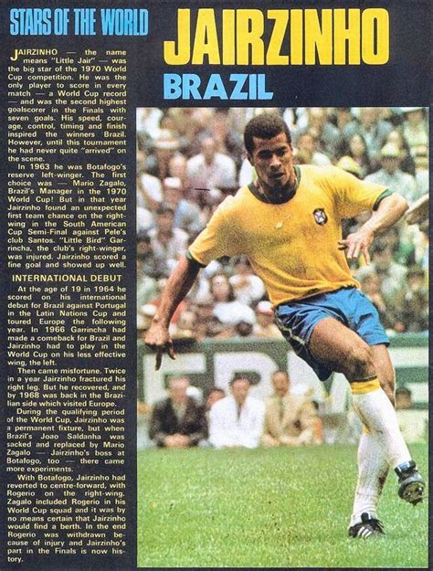 Stars Of The World In 1970 Jairzinho Of Brazil Jairzinho Brazil