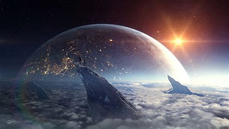 1364x768px | free download | HD wallpaper: couple science fiction space clouds earth, sky ...