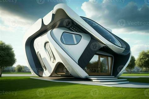 House In Trendy Futurism Style Ai Generative Pro Photo Stock