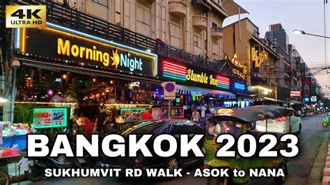 Bangkok Sukhumvit Road Walk Asok To Nana Thailand 4K Feb 2023