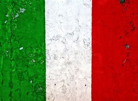 Italian National Flag Painting on a Peeled Weathered Wall. Stock Photo ...