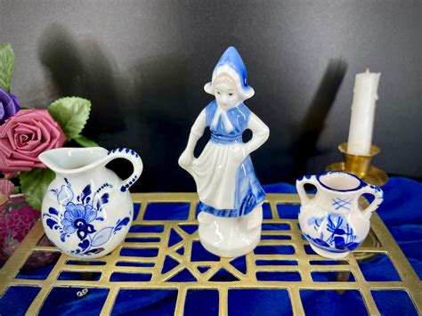 Delftware Delft Blue Miniatures Bundle Pitcher Urn Figurine Etsy