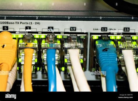 Ethernet Network Switch With Ethernet Cables Stock Photo Alamy