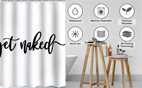 Amazon DDS DUDES Get Naked Shower Curtain Bathroom Set Funny White Durable Waterproof