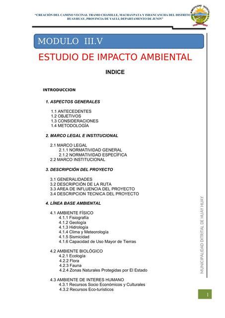 Estudio De Impacto Ambiental Luis Eduardo Calderon Piscoya Udocz