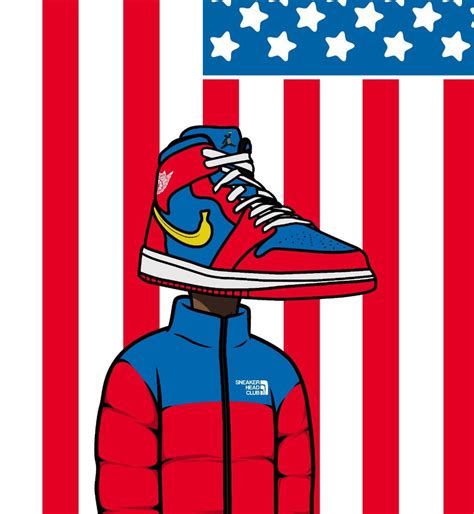 Download Cartoon Sneaker Head Nike Jordan With American Flag Wallpaper ...