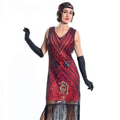 1920s Red Marilyn Vintage Gatsby Dress Flapper Boutique