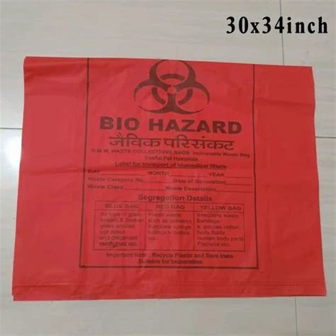 Red Biohazard Non Chlorinated Bag 30 34 Inch At Rs 110 Kilogram In