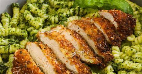 Pesto Pasta With Crispy Parmesan Chicken Recipe Samsung Food