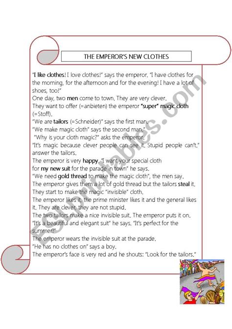 The Emperor´s New Clothes Esl Worksheet By Esl Sk