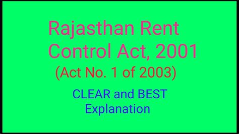 Section 3 Rajasthan Rent Control Act2001 Youtube