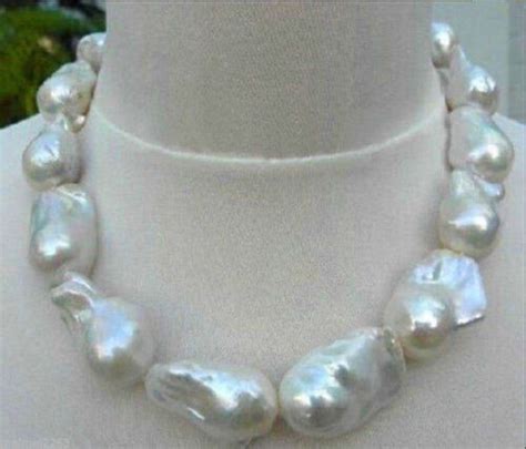 REAL HUGE 20 30MM AAA NATURAL SOUTH SEA WHITE BAROQUE PEARL NECKLACE