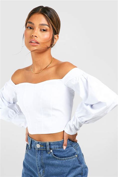 White Off The Shoulder Bengaline Corset Top