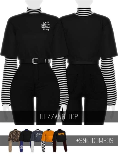 ULZZANG TOP SIMPLICIATY In 2024 Clothes For Women Sims 4 Clothing