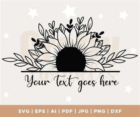 Half Sunflower Svg Sunflower Border Svg Split Sunflower Svg