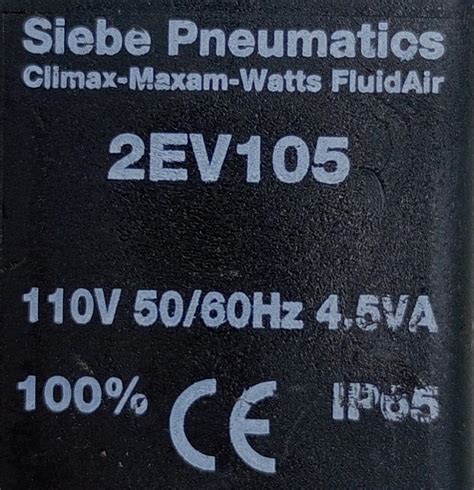 Siebe Pneumatics 2ev105 2 Way Solenoid Valve Coil 110v 5060hz 45va Ma