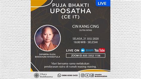 Puja Bakti Uposatha Ce It Vihara Buddhasena 21 Juli 2020 YouTube