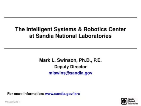 Ppt The Intelligent Systems And Robotics Center At Sandia National Laboratories Powerpoint