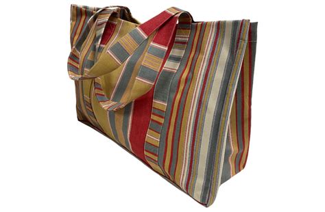 Grey Khaki Red Stripe Extra Large Beach Bags The Stripes Company UK