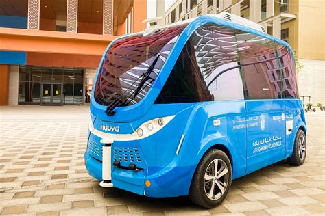UAE, Abu Dhabi, 2023 - Autonomous car stand in futuristic city Masdar