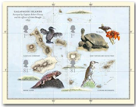 Dibujo fauna Isla Galápagos Darwin mas enlaces Galápagos Charles