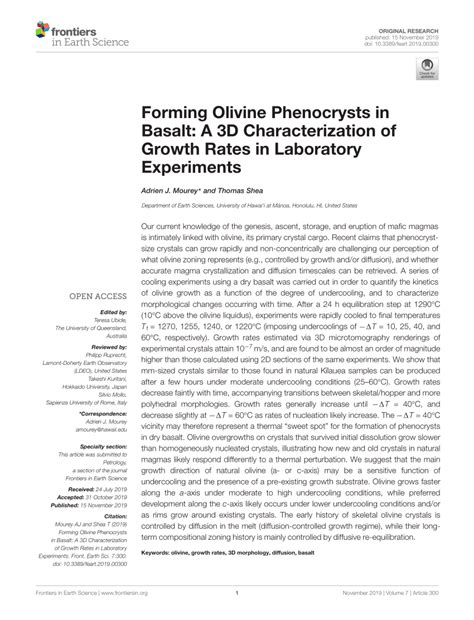 Pdf Forming Olivine Phenocrysts In Basalt A 3d Characterization Of