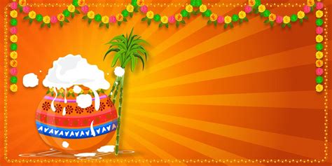 Happy Pongal South Indian Harvest Festival, Happy Pongal Celebration Banner or Poster Design ...