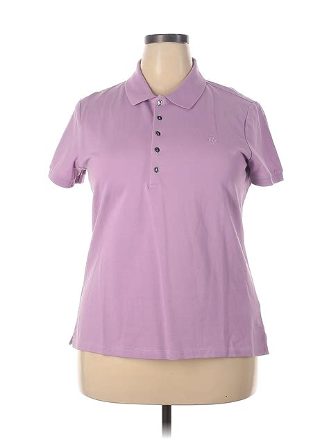 Lauren By Ralph Lauren Polka Dots Lavender Purple Short Sleeve Polo