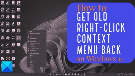 How To Get Old Right Click Context Menu Back On Windows 11 YouTube