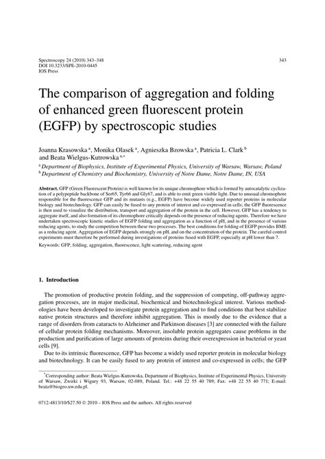 Pdf The Comparison Of Aggregation And Folding Of Enhanced Green