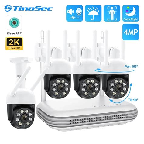 TinoSec 8CH 4MP WIFI Security Camera Set Two Way Audio Night Vision