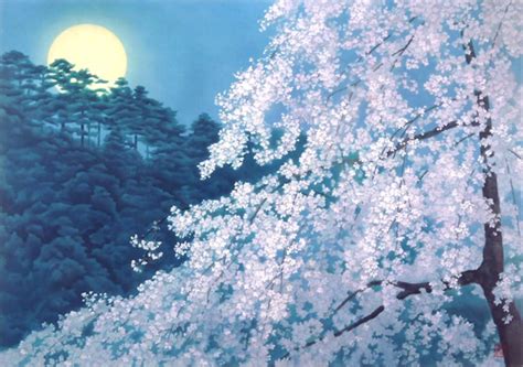 Cherry Blossoms at Night, lithograph by Kaii HIGASHIYAMA - Japanese ...