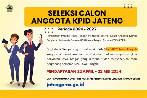 Pendaftaran Calon Anggota Kpid Jateng Dibuka Simak Persyaratannya