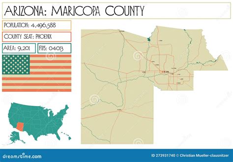 Map Of Maricopa County In Arizona State On White Background. Single County Map Highlighted By ...