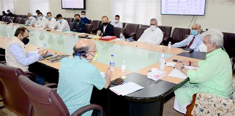 Lieutenant Governor Manoj Sinha chairing a meeting in Srinagar on ...