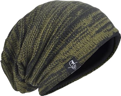 Hisshe Men Oversize Skull Slouch Beanie Large Skullcap Knit Hat