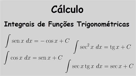 Integrais De Funções Trigonométricas Youtube