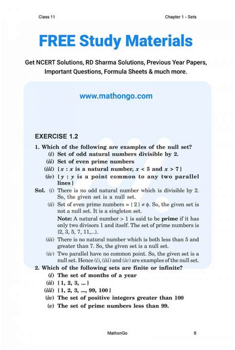 Ncert Solutions For Class 11 Maths Chapter 1 Sets Mathongo