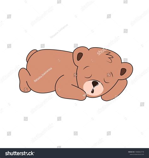 Cute Sleeping Brown Bear Cub Isolated Stock Vector (Royalty Free ...