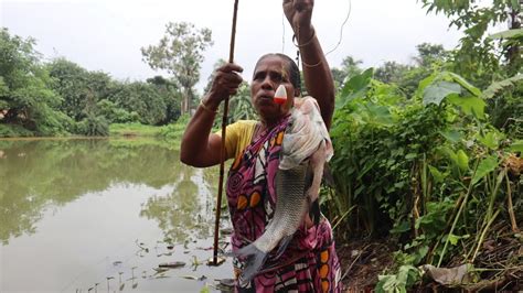 Best Hook Fishing In Village Pond By Grandma Big Katla Fish