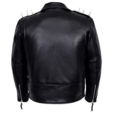 Ghost Rider Jacket Black Metal Spikes Motorcycle Leather Jacket