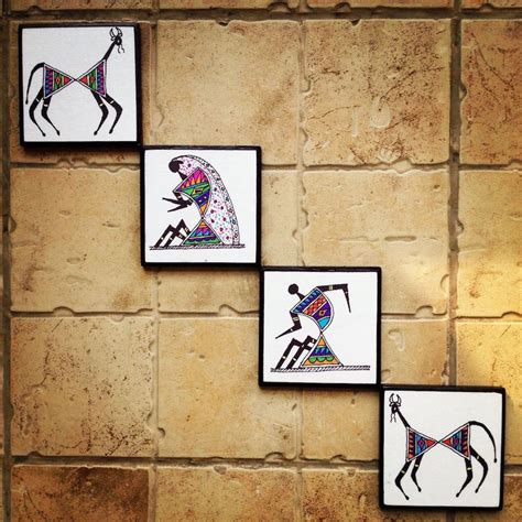 Colourful Handmade Warli Warll Art Colourful Warli Wall Art In