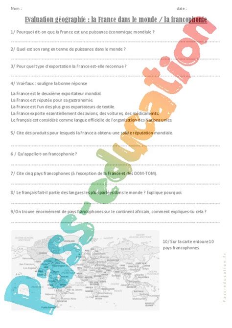 Evaluation Le Monde Cm Bilan Et Controle Corrig Pdf Imprimer