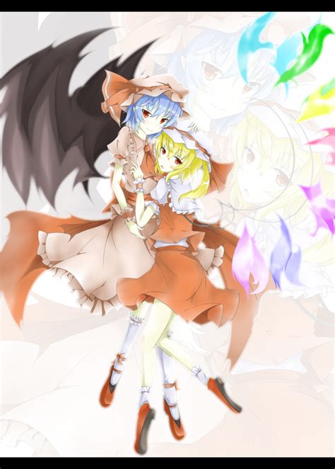 Safebooru Ascot Bat Wings Blonde Hair Blue Hair Flandre Scarlet Hat